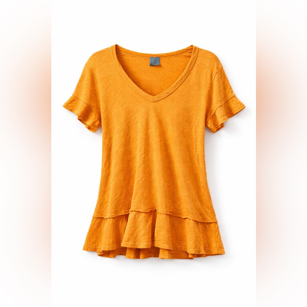 Left of Center Orange Boho Peplum Flowy Top M